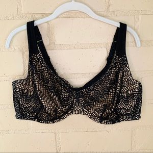 Black Lace Balconette Cacique Bra 44D Underwire